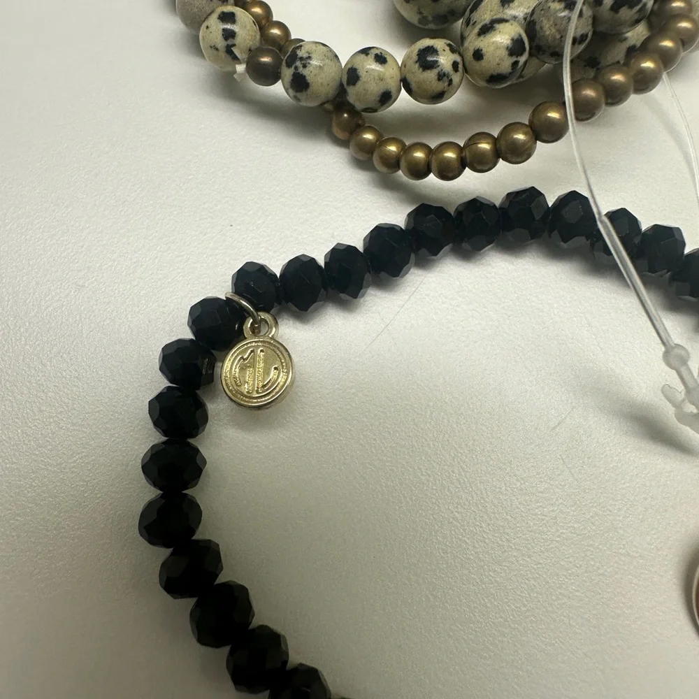 Marley Lilly Black and Gold Beaded Bracelet Set - NWT